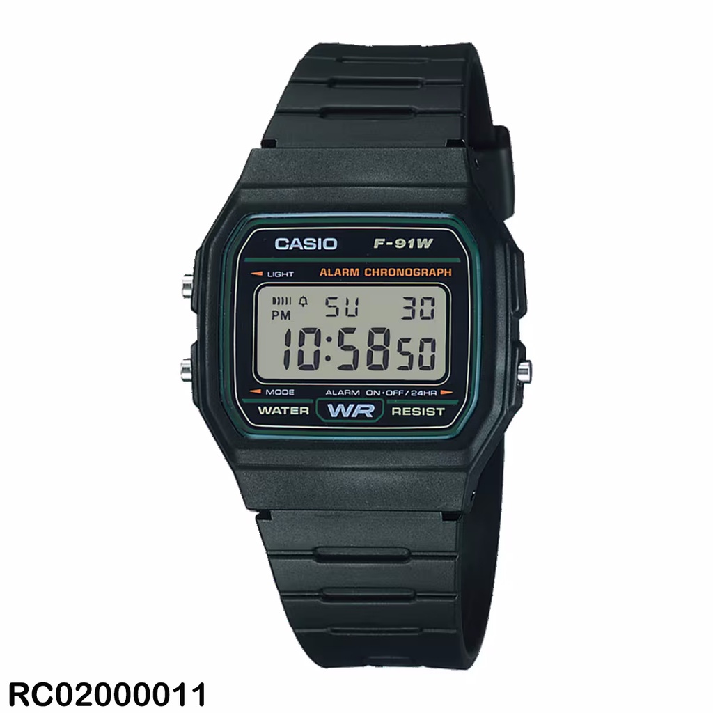 RELOJ CASIO DIGITAL CAB F-91W-3DG SILICON NEGRO