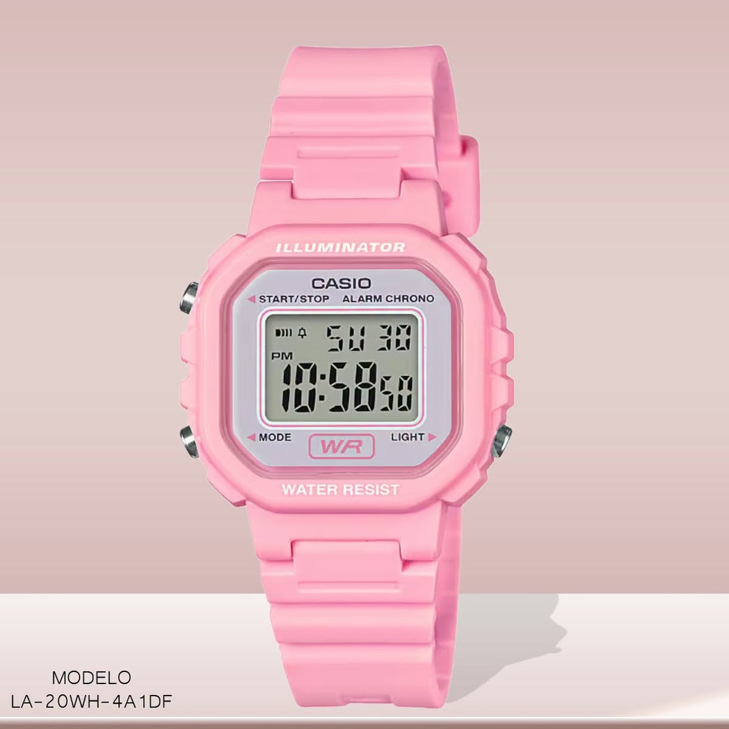 RELOJ CASIO DIGITAL DAM. LA-20WH-4A1DF SILICON ROSA