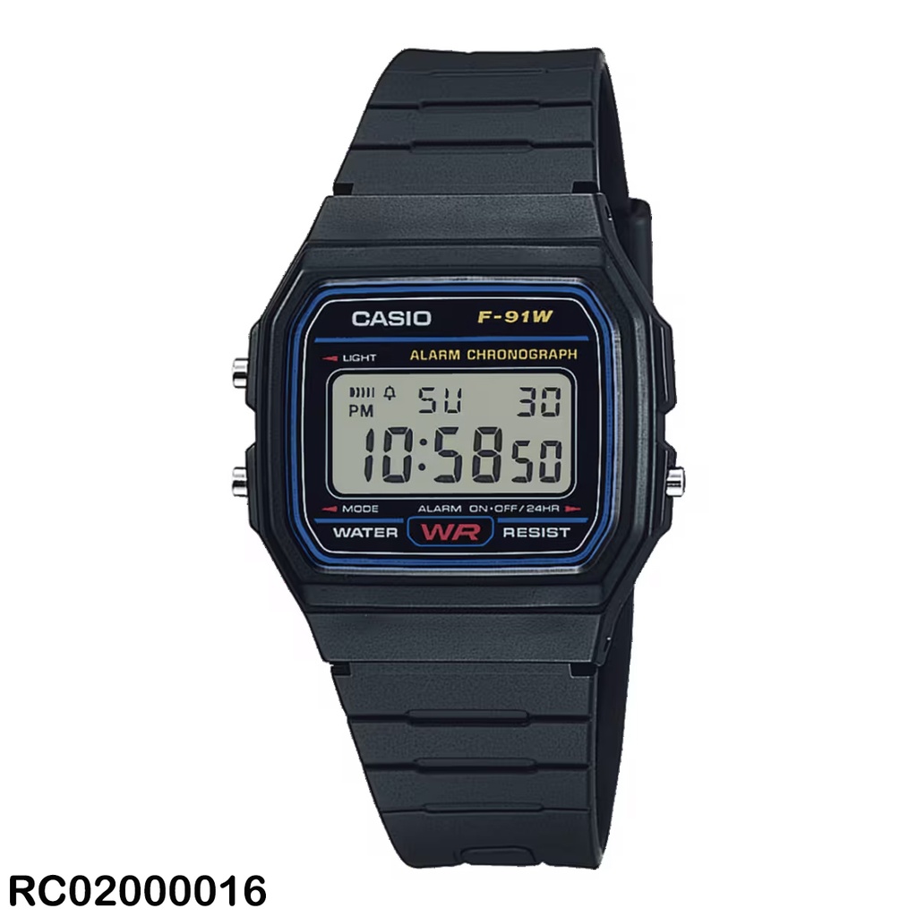 RELOJ CASIO DIGITAL CAB F-91W-1DG SILICON NEGRO