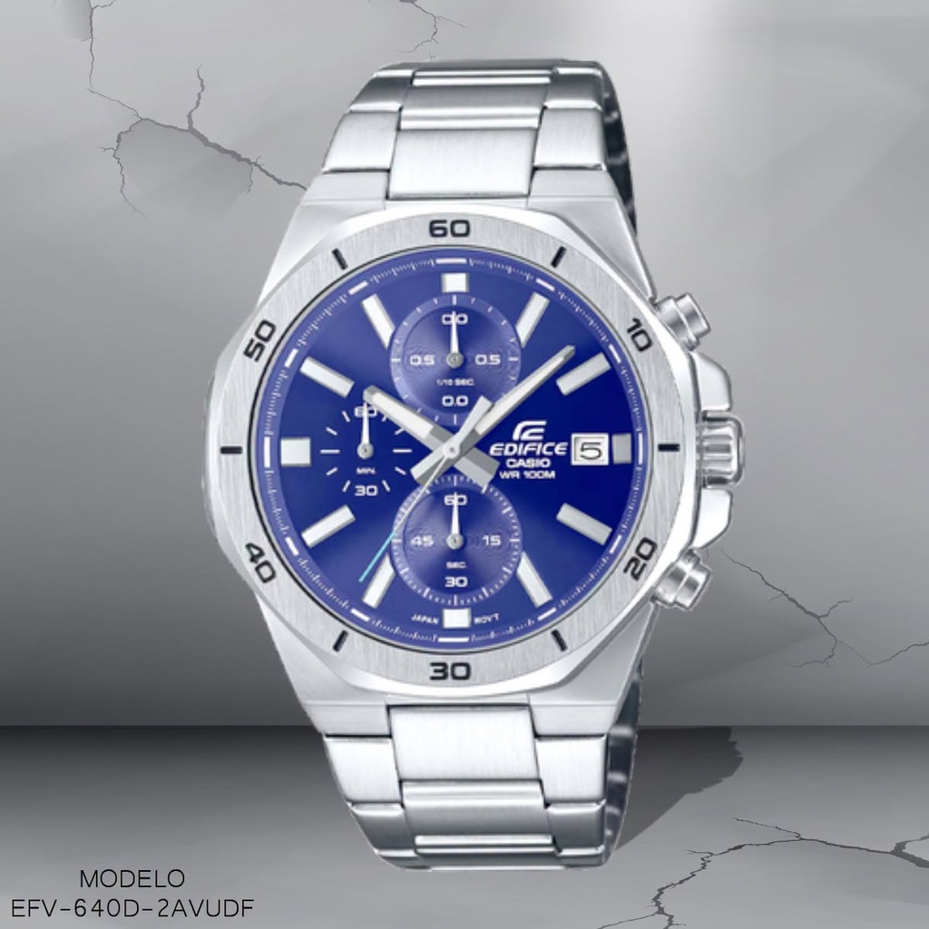 RELOJ CASIO EDIFICE ANALOGO CAB. EFV-640D-2AVUDF (5345) METAL PLAT .