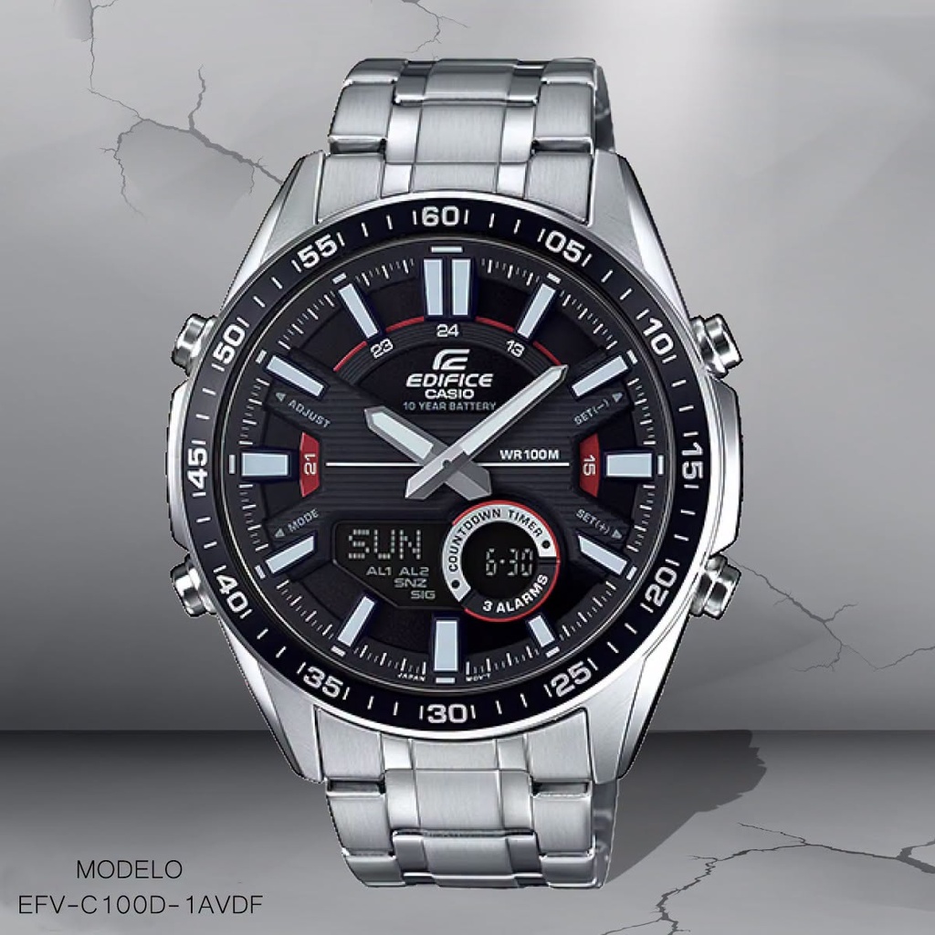 RELOJ CASIO EDIFICE  ANA/DIG CAB EFV-C100D-1AVDF (5479) METAL PLAT