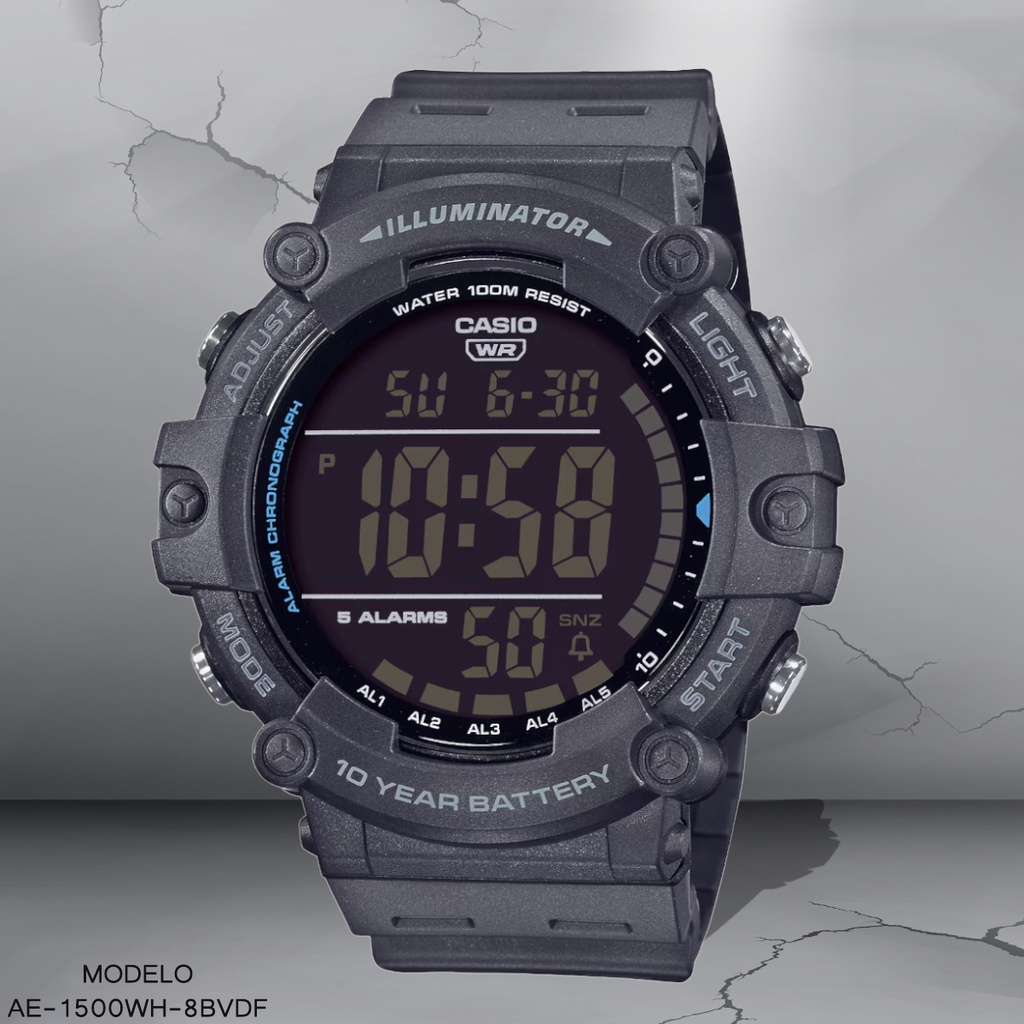 RELOJ CASIO DIGITAL CAB AE-1500WH-8BVDF SILICON GRIS
