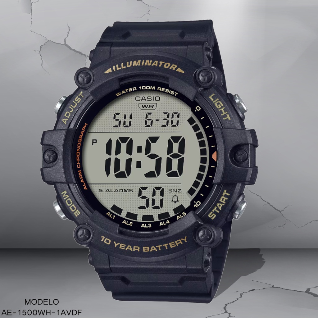 RELOJ CASIO DIGITAL CAB AE-1500WH-1AVDF SILICON NEGRO