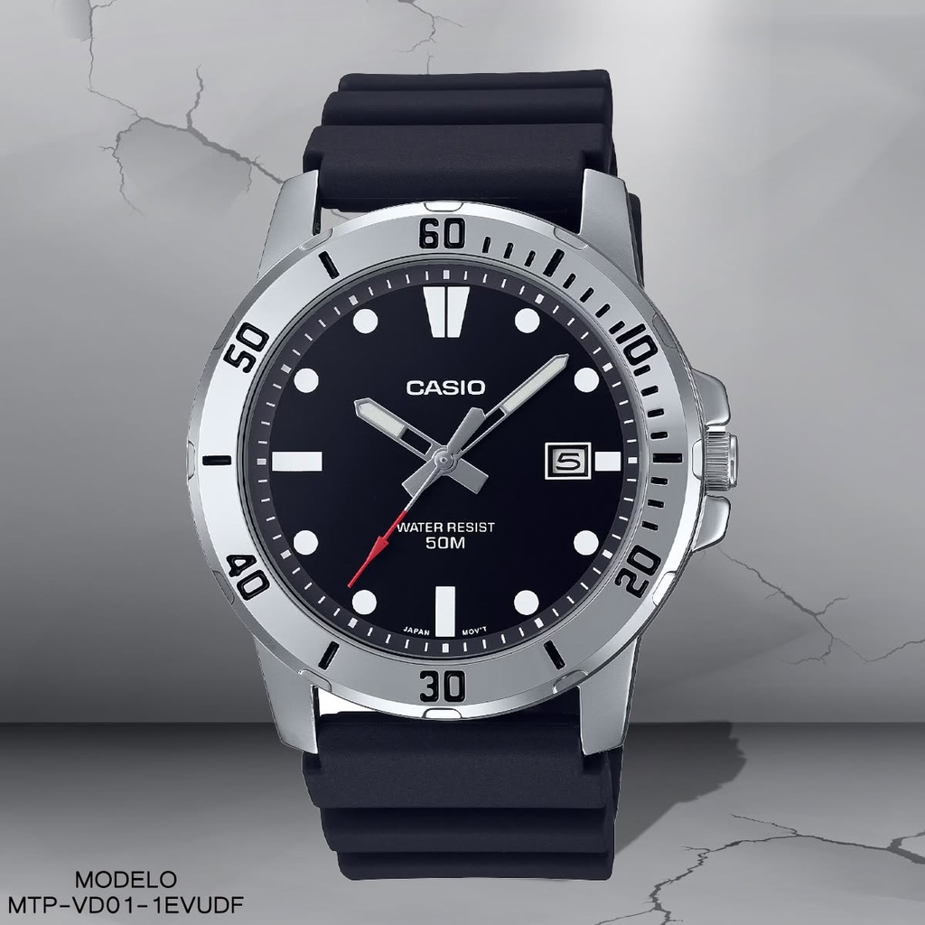 RELOJ CASIO ANALOGO CAB MTP-VD01-1EVUDF SILICON NEGRO
