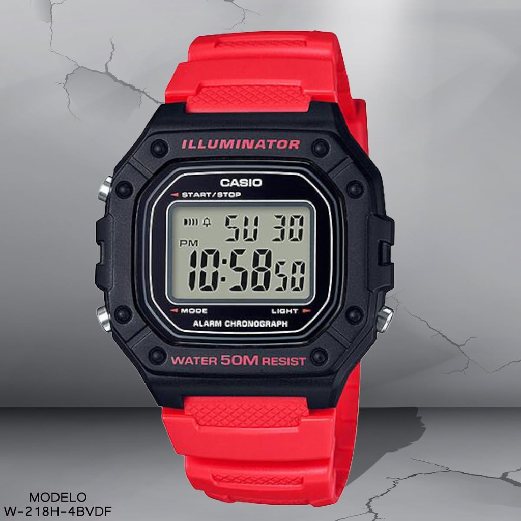 RELOJ CASIO DIGITAL CAB W-218H-4BVDF SILICON ROJO