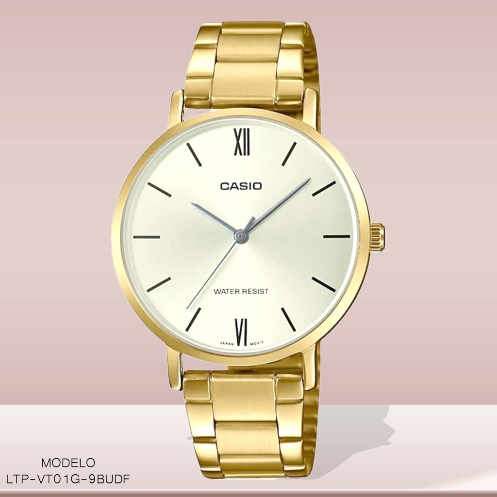 RELOJ CASIO ANALOGO DAMA LTP-VT01G-9BUDF METAL DOR