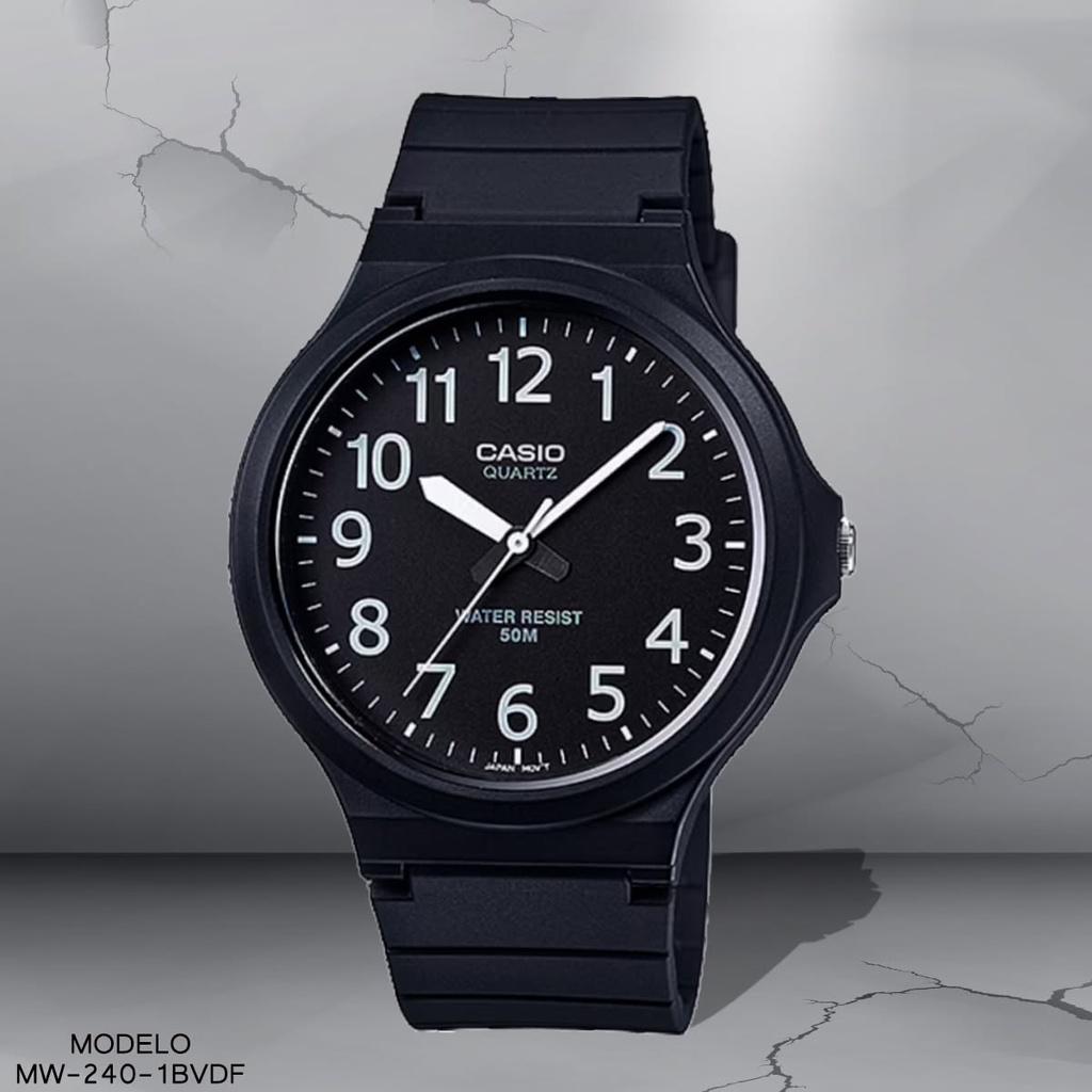RELOJ CASIO ANALOGO CAB MW-240-1BVDF SILICON NEGRO