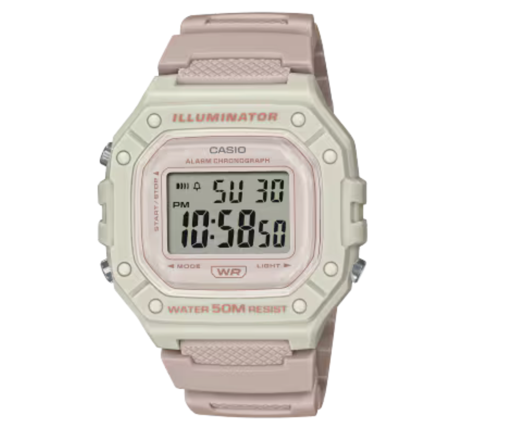 RELOJ CASIO DIGITAL DAMA W-218HC-4A2VDF SILCON ROSA