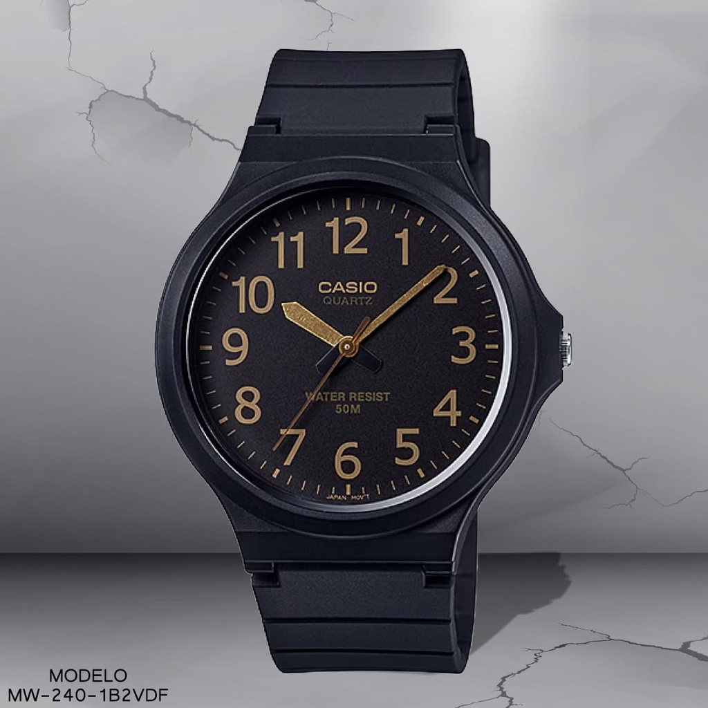 RELOJ CASIO ANALOGO CAB MW-240-1B2VDF SILICON NEGRO