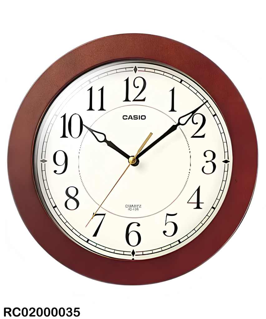 RELOJ CASIO DE PARED CAFE OSCURO WOOD IQ-126-5DF