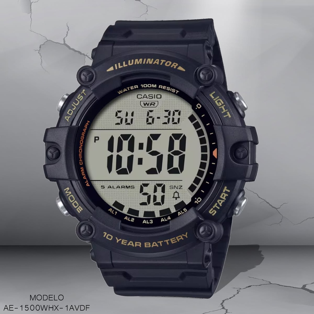 RELOJ CASIO DIGITAL CAB AE-1500WHX-1AVDF SILICON NEGRO