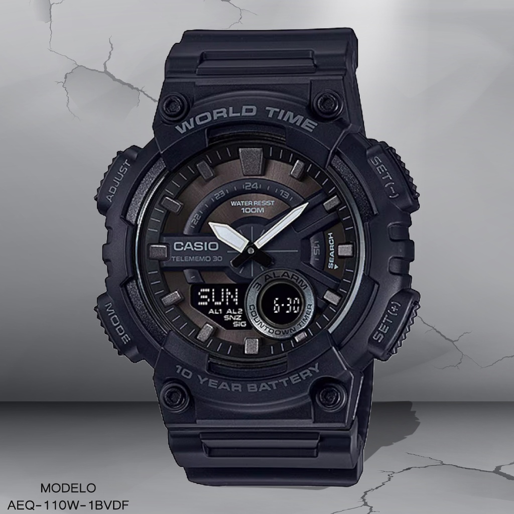 RELOJ CASIO DIGITAL CAB AEQ-110W-1BVDF SILICON NEGRO