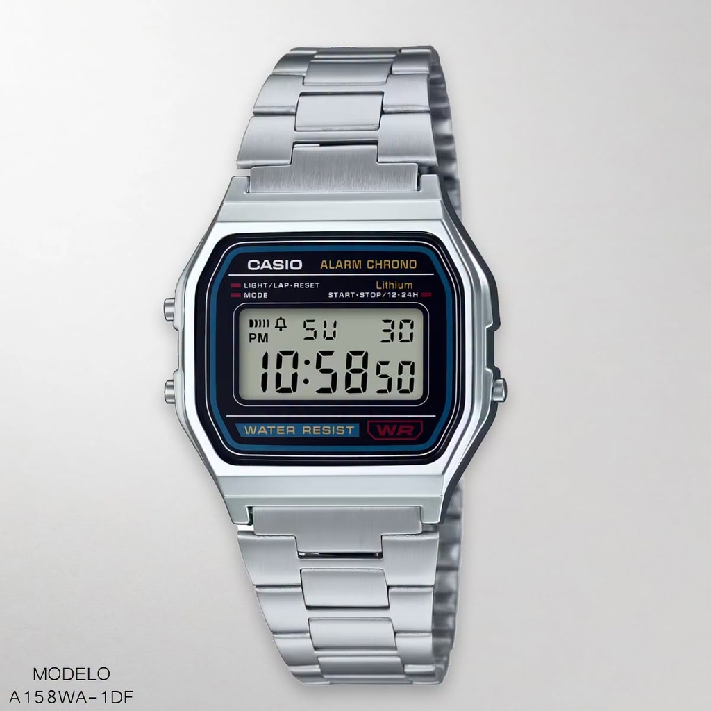 RELOJ CASIO DIGITAL CAB. A158WA-1DF METAL PLAT
