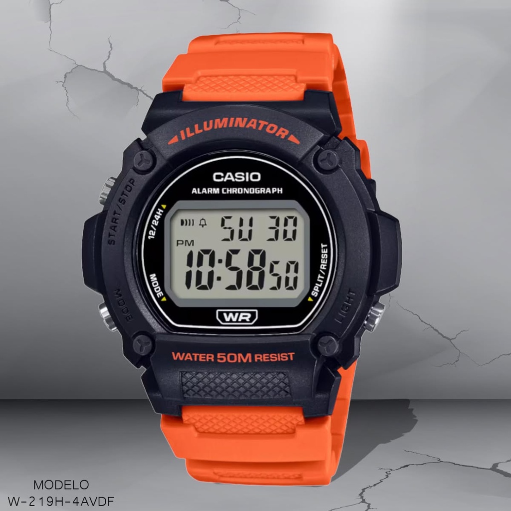 RELOJ CASIO DIGITAL CAB W-219H-4AVDF SILICON NARANJA