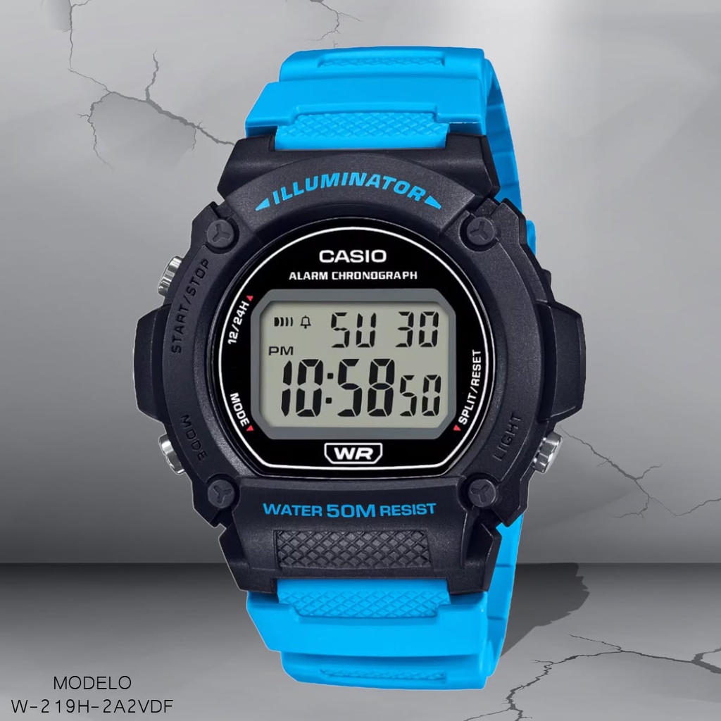 RELOJ CASIO DIGITAL CAB W-219H-2A2VDF SILICON CELESTE