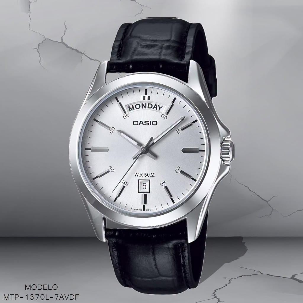 RELOJ CASIO ANALOGO CAB. MTP-1370L-7AVDF CUERO NEGRO