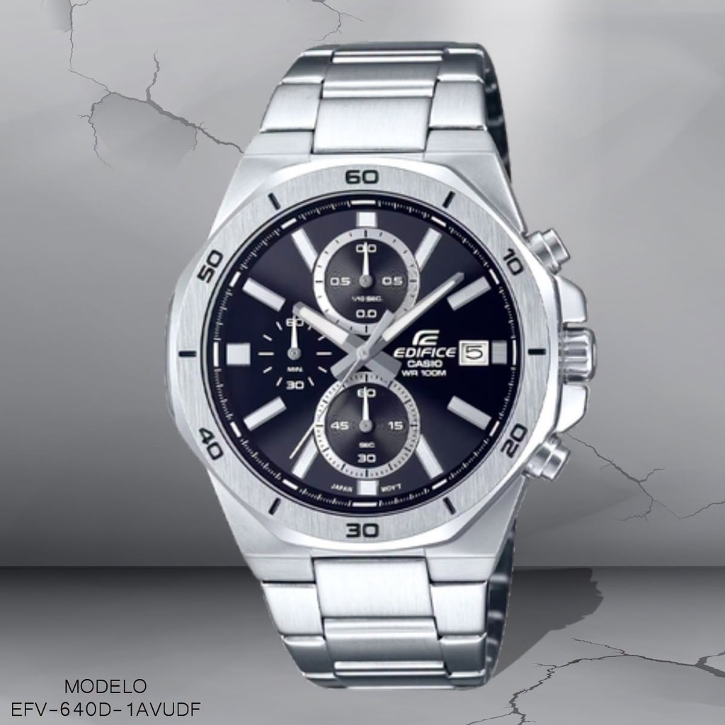 RELOJ CASIO EDIFICE ANALOGO CAB EFV-640D-1AVUDF (5345) METAL PLAT.
