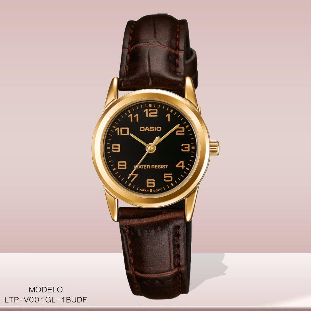 RELOJ CASIO ANALOGO DAM. LTP-V001GL-1BUDF CUERO CAFE