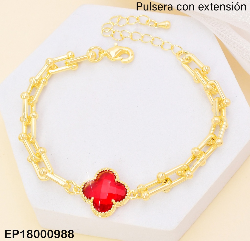 PULSERA DOR VAN CLEEF ROJO CENTRO BE666-9