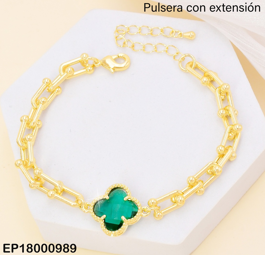 PULSERA DOR VAN CLEEF VERDE CENTRO BE664-9