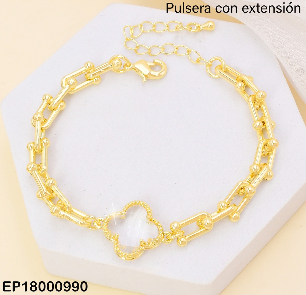 PULSERA DOR VAN CLEEF CRISTAL CENTRO BE667-9