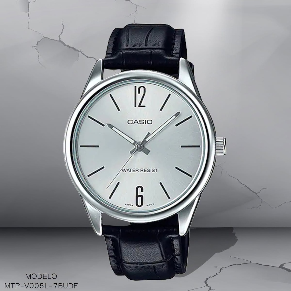 RELOJ CASIO ANALOGO CAB. MTP-V005L-7BUDF CUERO NEGRO