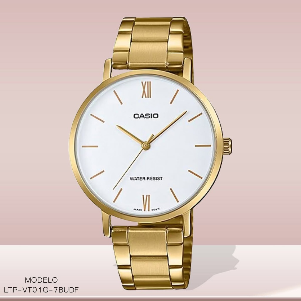 RELOJ CASIO ANALOGO DAMA LTP-VT01G-7BUDF METAL DOR