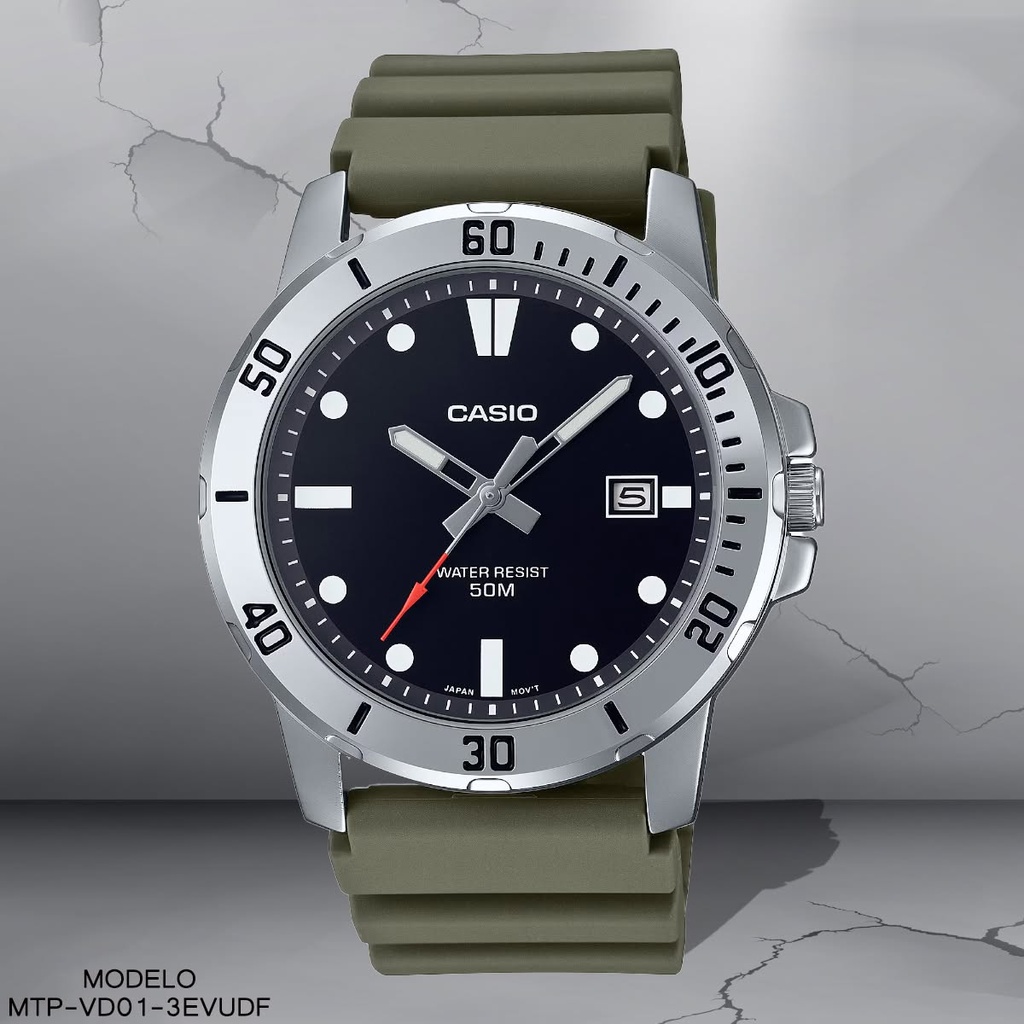 RELOJ CASIO ANALOGO MTP-VD01-3EVUDF RESINA VERDE