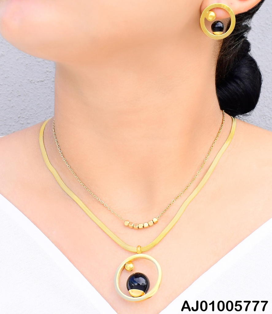SET DOR CADENA SERPIENTE/CROQUI CIRCULO/PELOT. NEGRA/DOR CENTRO SA1058-45
