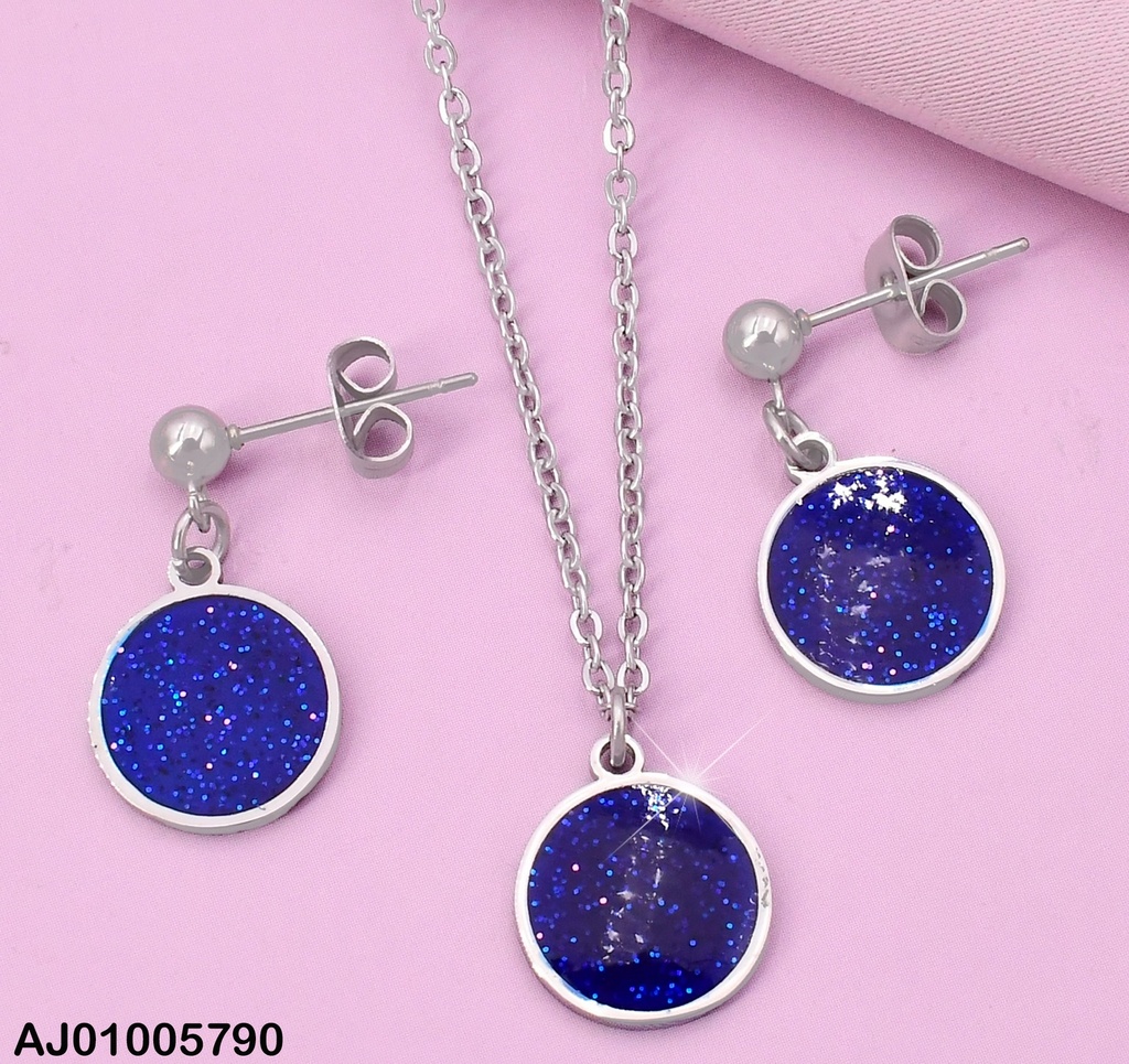 SET PLAT CIRCULO AZUL ESCARCHADO KS225988-Z