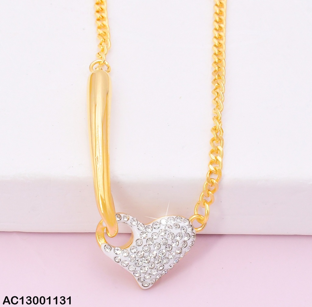 CADENA DORADA/ CORAZON BLANCO ZIRC. CA468-45