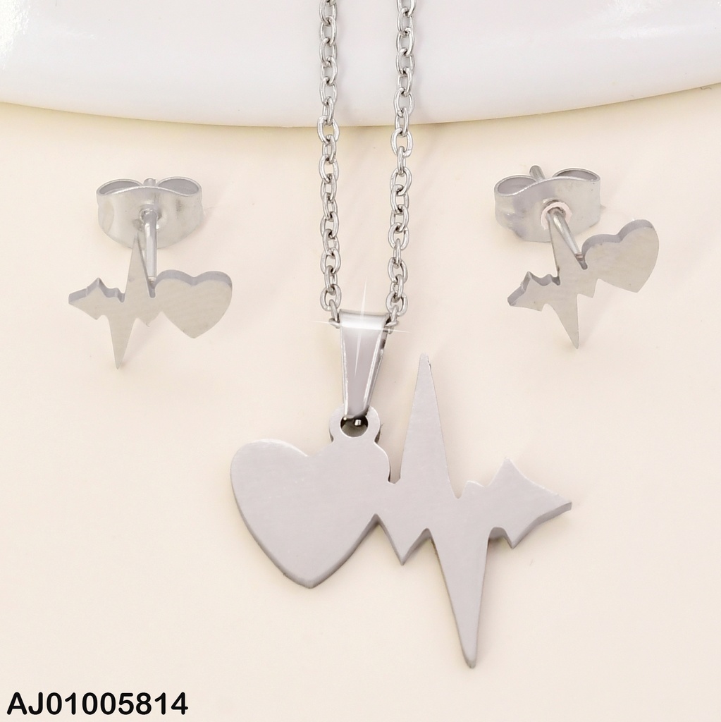 SET PLAT CORAZON LATIDOS LISOS F9235-199 EC.