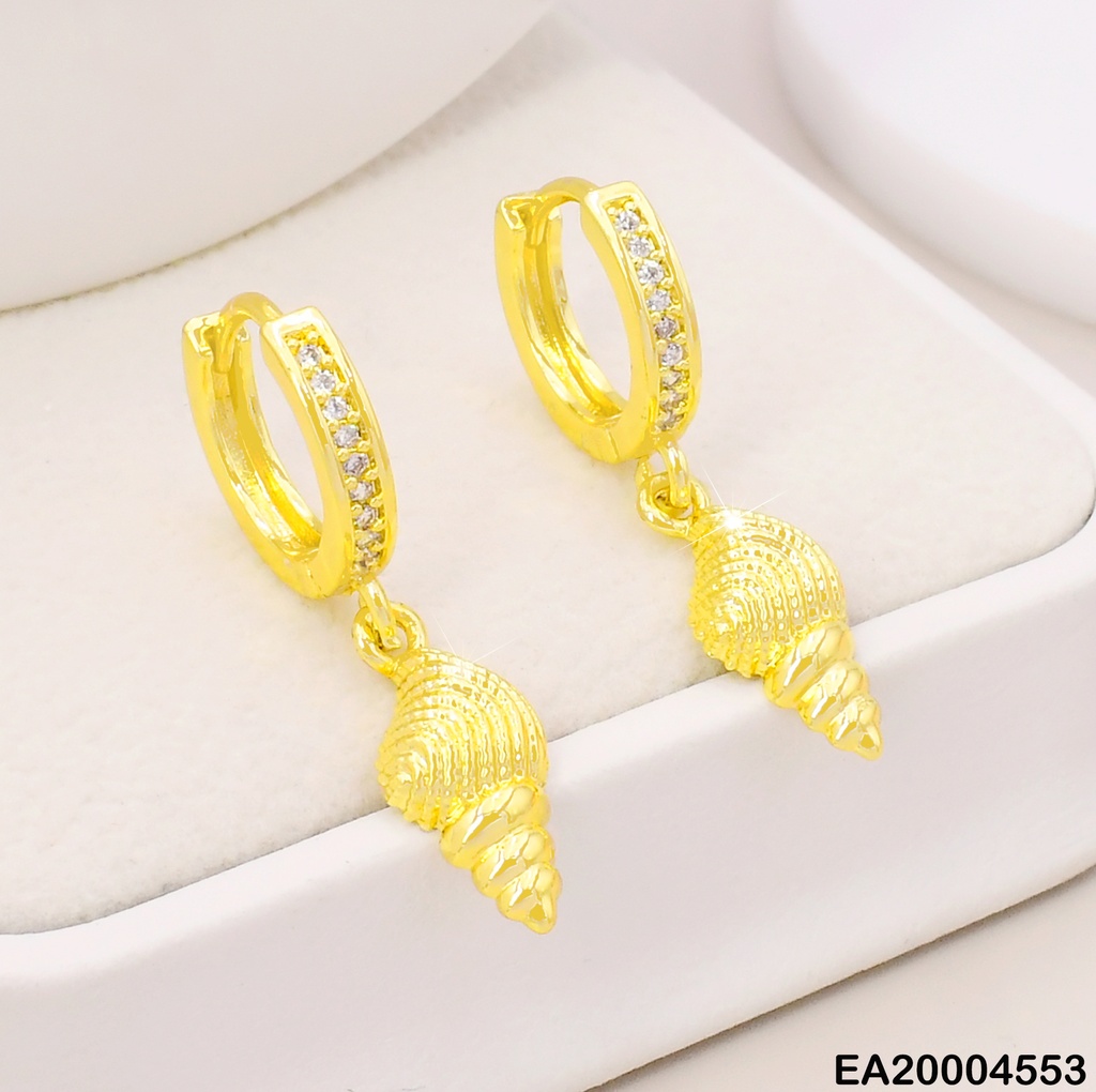 ARETES HUGGIES DOR ZIRC/ CONCHA CARACOL EE4193-9