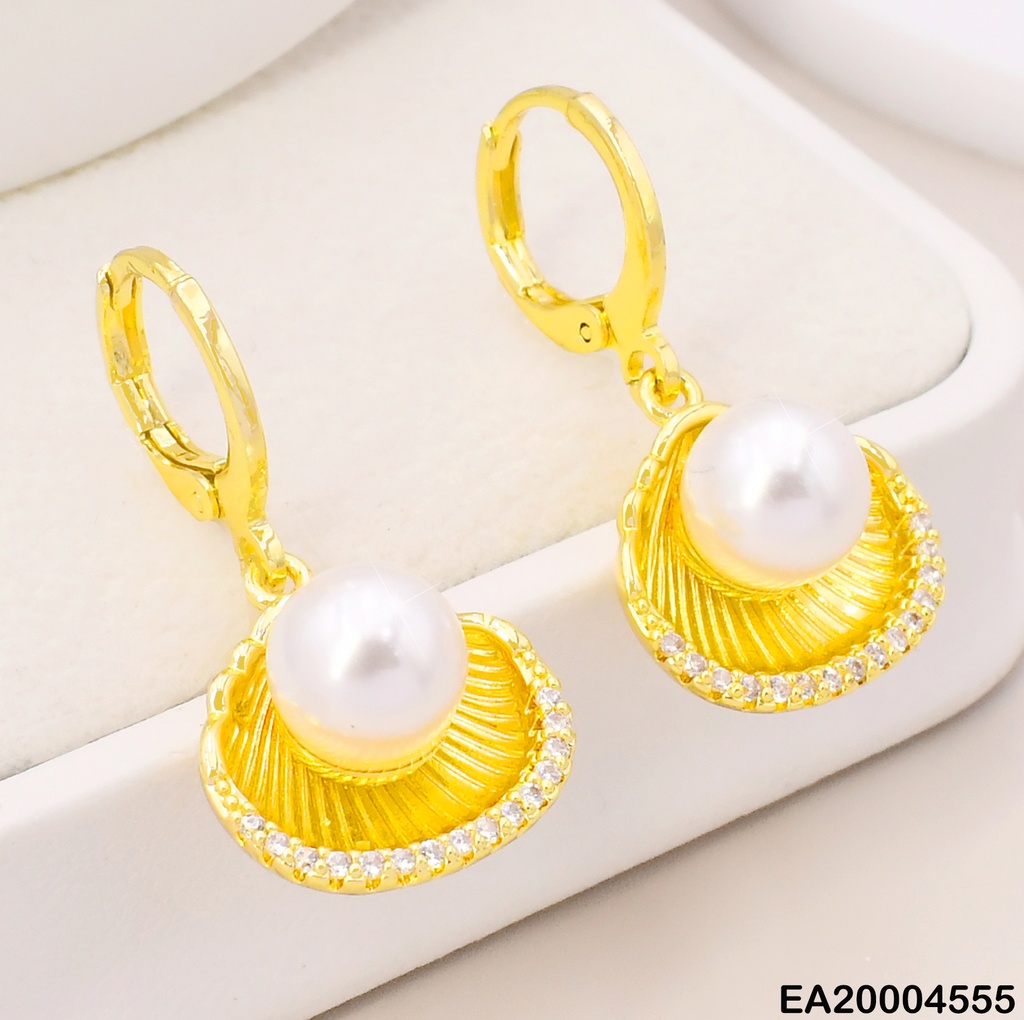 ARETES HUGGIES DOR /OSTRA ZIRC/PERLA CENTRO EE4202-9