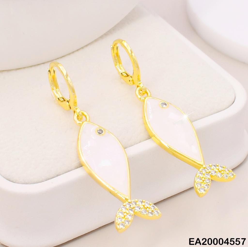 ARETES HUGGIES PEZ BLANCO/ZIRC. EE4205-9