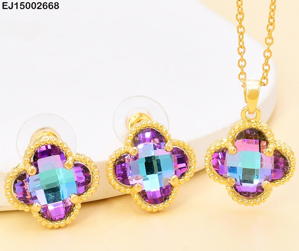 SET VAN CLEEF CRISTAL MORADO/CELESTE DOR.SE1188-8