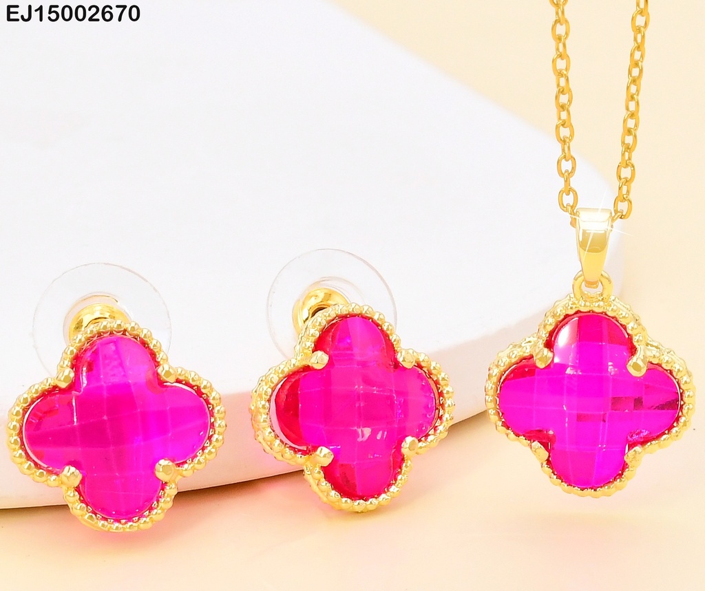 SET VAN CLEEF CRISTAL FUCSIA/BORDE DOR.SE1192-8