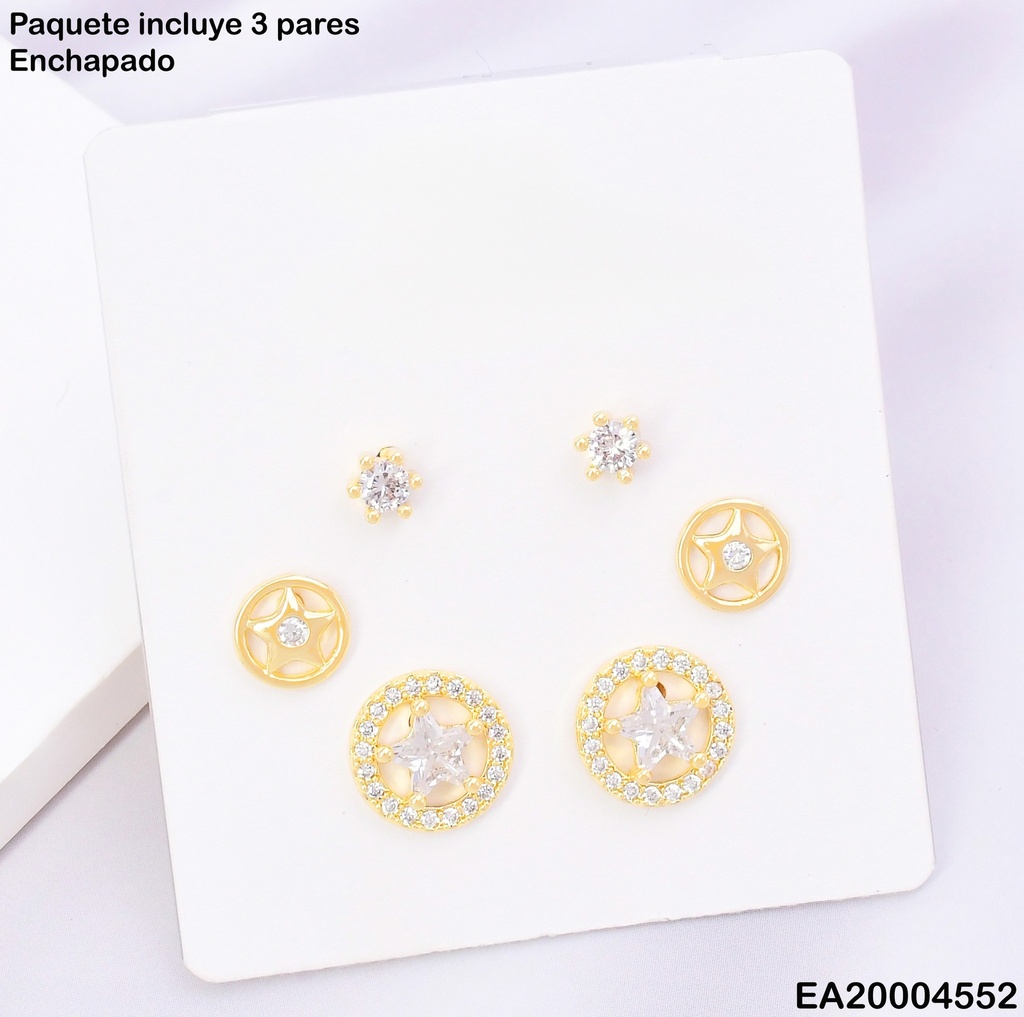 PAQ.3 PARES ARETES ESTRELLAS  ZIRC. SE879-3