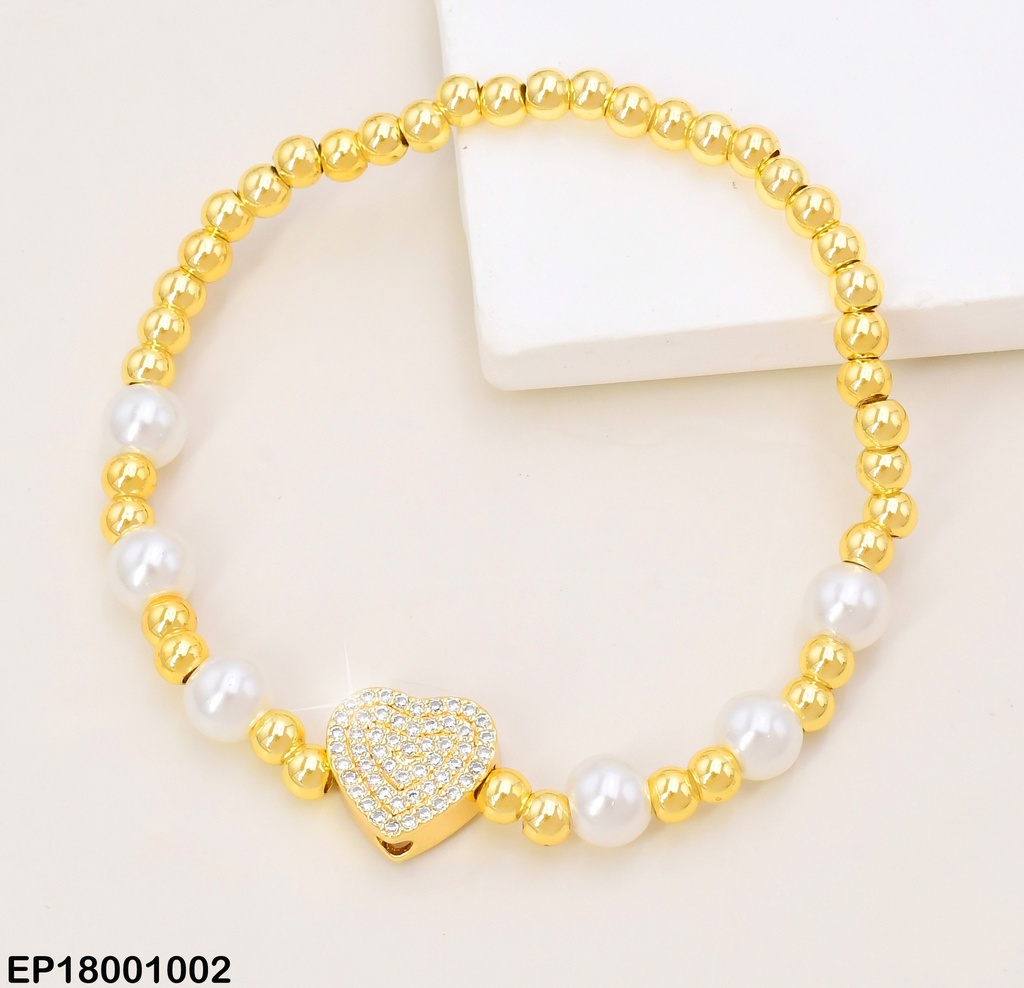 PULSERA PERLITAS/PELOT.CENTRO CORAZON ZIRC.BE712-9