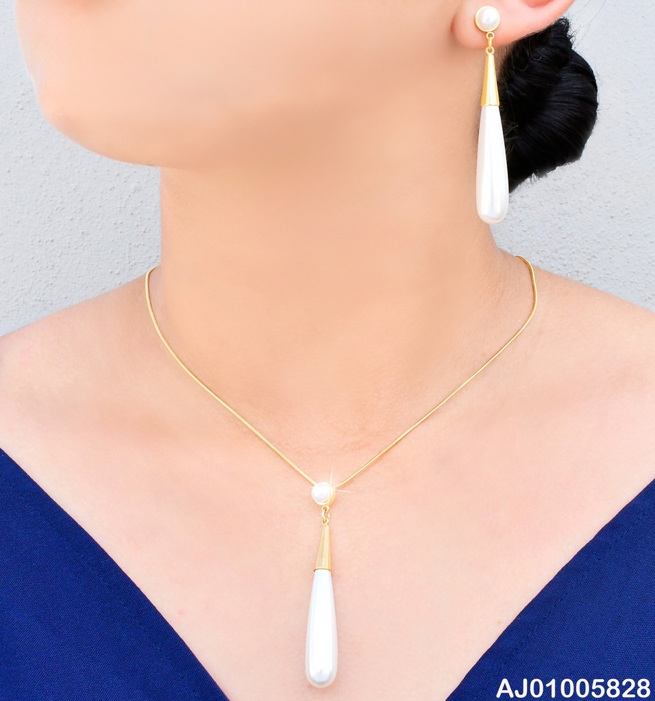 SET PERLA C/GOTA ALARGADA PERLA/DOR.SA1165-45
