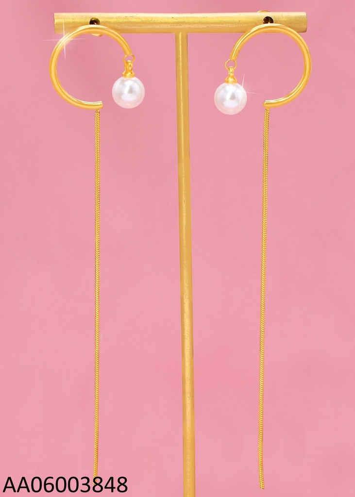 ARETES "C" C/PERLA C/LINEA COLGANTE KE102554-NJ