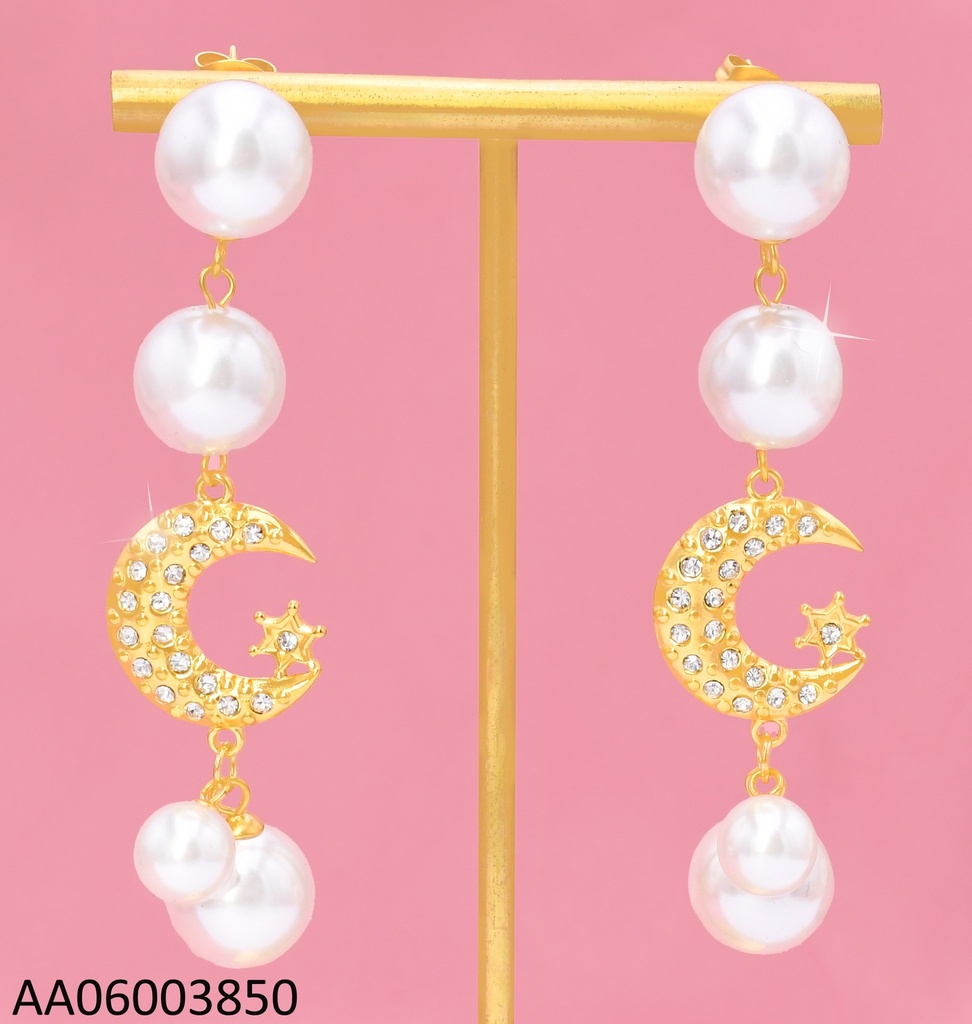 ARETES VERTICAL 4 PERLAS/LUNA C/⭐ZIRC,KE105455-BI