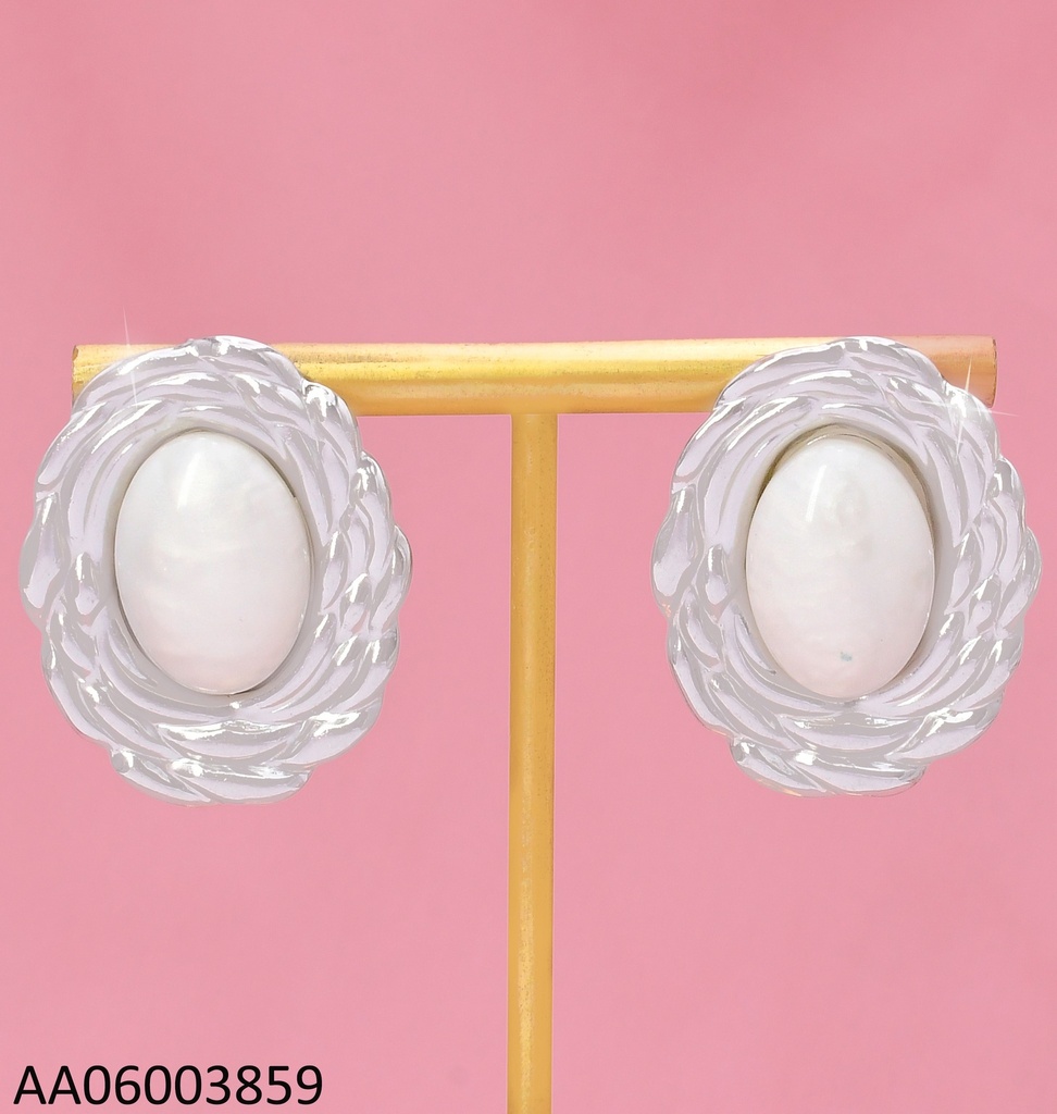 ARETES PLAT.OV BLANCO BASE OV DORADA KE18933-TJG