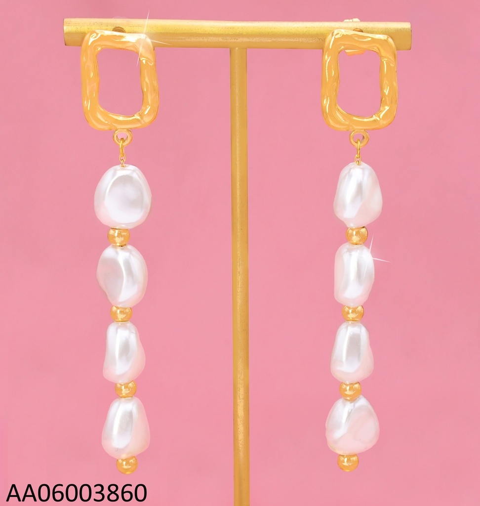 ARETES RECTANGULO C/4 PIEDRAS BLANCAS KE101313KFC