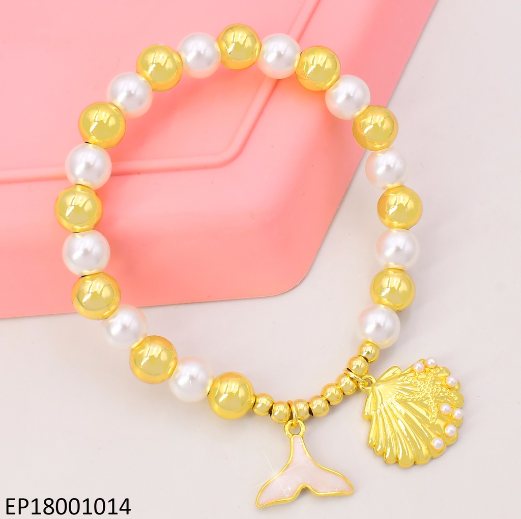 PULSERA PERLITAS-PELOTITAS DIJES:COLA/OSTRA BE568-9