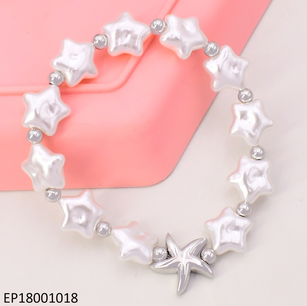 PULSERA ESTRELLAS BLANCAS CENTRO:ESTRELLA MAR PLAT.BE594-327