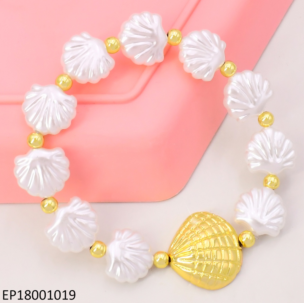PULSERA OSTRAS BLANCAS/PELOTITAS DOR.DIJES:OSTRA BE597-327