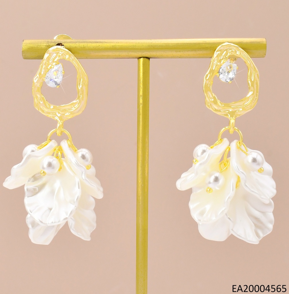ARETES OV C/ZIRC.PETALOS BLANCOS EE4366-355