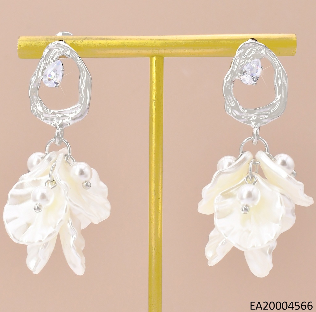 ARETES PLAT.OV C/ZIRC.PETALOS BLANCOS EE4367-355