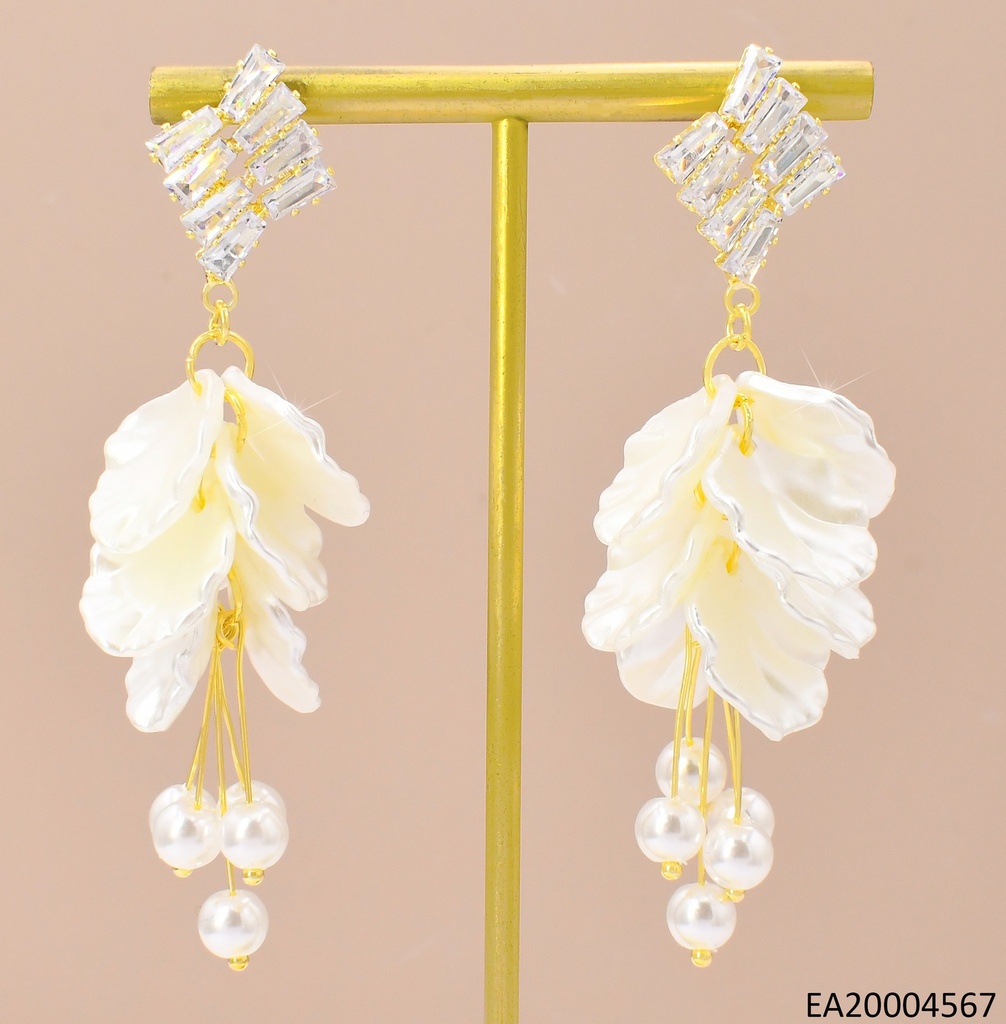 ARETES ROMBO ZIRC.C/ PETALOS BLANCOS EE4362-355